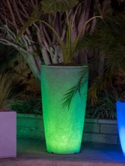 Solar Illuminated Planter Tall Granite, 32" -Garden Care Shop 8600183 0683 tif