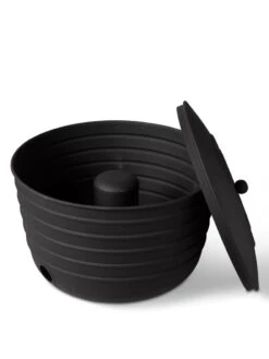 Matte Black Ribbed Hose Pot With Lid -Garden Care Shop 8611991 5868 tif